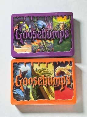 R L Stine Goosebumps 2 Empty Retro Tins Only (NO BOOKS) Clean 8 x 2 x 5.5 "